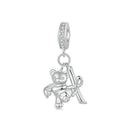 925 Sterling Silver Platinum Plated Bear Bracelet