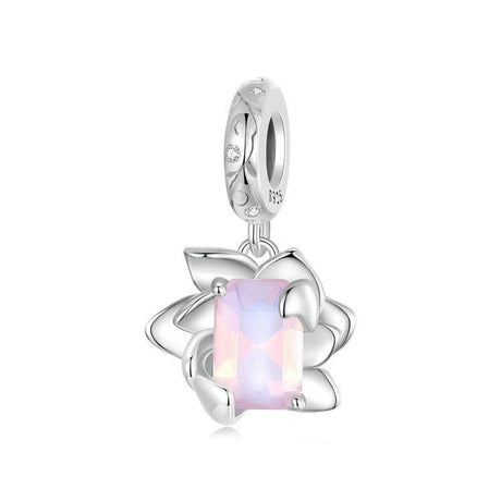 925 Sterling Silver Platinum Plated 3D Lotus Pendant