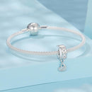 925 Sterling Silver Platinum Plated Bow Heart Bracelet With Beads