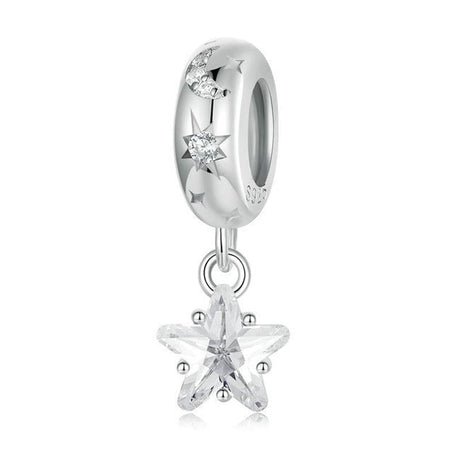 925 Sterling Silver Platinum Plated Starlight Five Pointed Star Diy Beads