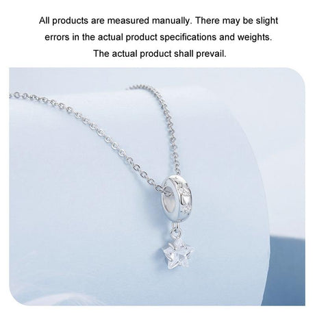 925 Sterling Silver Platinum Plated Starlight Five Pointed Star Diy Beads