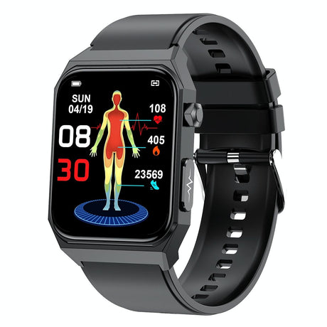 1.91 Inch Waterproof Ecg Smart Watch With Silicone Band Ip68 - Black