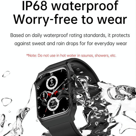 1.91 Inch Waterproof Ecg Smart Watch With Silicone Band Ip68 - Black