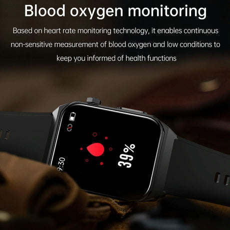 1.91 Inch Waterproof Ecg Smart Watch With Silicone Band Ip68 - Black