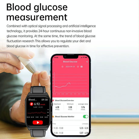 1.91 Inch Waterproof Ecg Smart Watch With Silicone Band Ip68 - Black