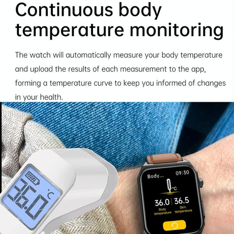 1.91 Inch Waterproof Ecg Smart Watch With Silicone Band Ip68 - Black