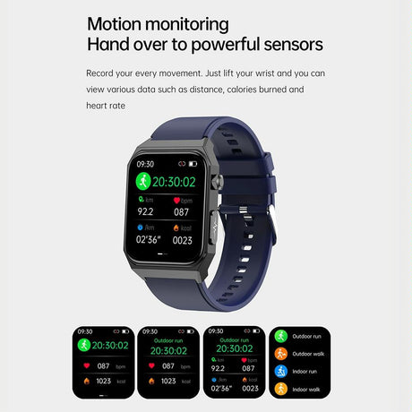 1.91 Inch Waterproof Ecg Smart Watch With Silicone Band Ip68 - Black