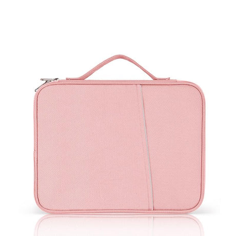 Leather Portable Bag With Cloth Texture - Blue