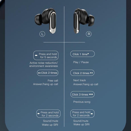 Wireless Anc Bluetooth Earphones with Touch Screen and Active Noise Reduction - Champagne Gold