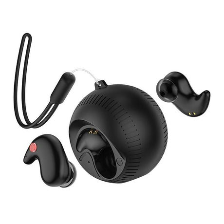 Coconut Ball Bluetooth Earphones with Charging Case - Black