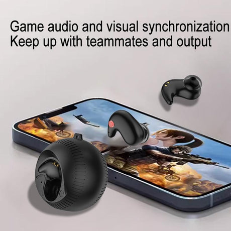 Coconut Ball Bluetooth Earphones with Charging Case - Black