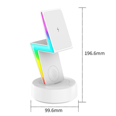 3 In 1 Rgb Light Magnetic Phone Holder With Wireless Charging - White