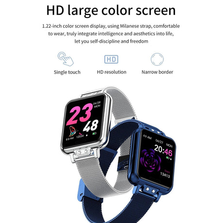 1.22 Inch Waterproof Smart Watch With Sleep & Heart Rate Monitor - Gold