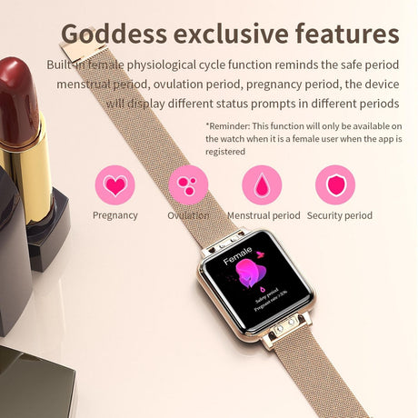 1.22 Inch Waterproof Smart Watch With Sleep & Heart Rate Monitor - Gold