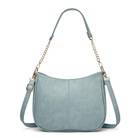 Adjustable Leather Crossbody Bag Large Capacity - Blue