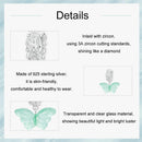 925 Sterling Silver Platinum Plated Zircon Butterfly Glass Pendant