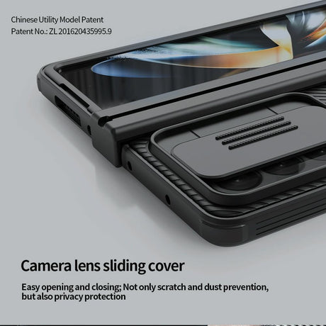 For Samsung Galaxy Z Fold4 5G Mirror Pro Camshield Case Set - Blue