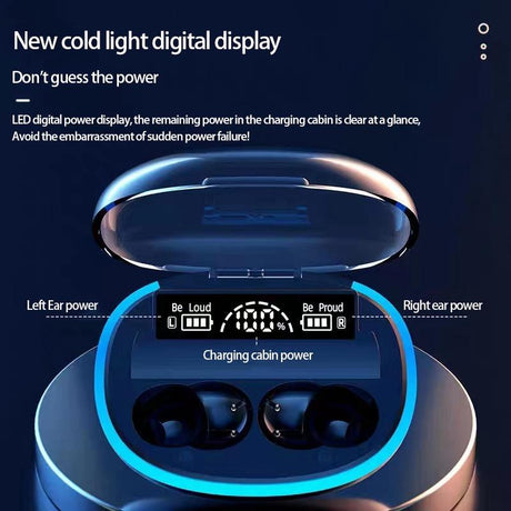 Wireless Bluetooth Earphones with Noise Reduction and Power Bank Function - Black