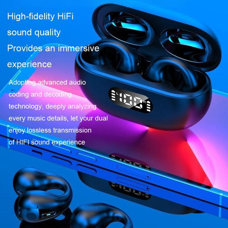 Wireless Noise-cancelling Bluetooth Earbuds with Led Display - White
