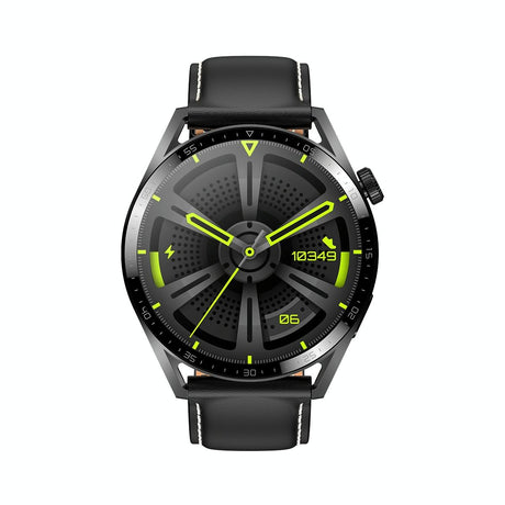1.36 Inch Round Screen Bluetooth Smart Watch With Leather Strap - Black