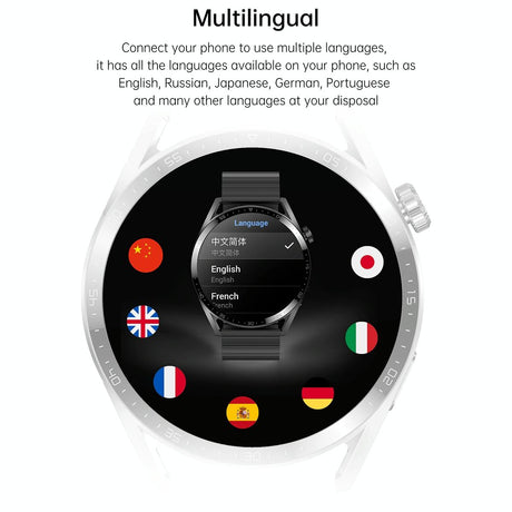 1.36 Inch Round Screen Bluetooth Smart Watch With Leather Strap - Black