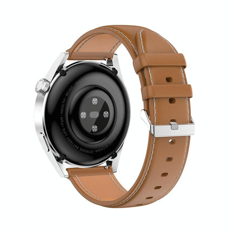 1.36 Inch Round Screen Bluetooth Smart Watch With Leather Strap - Black
