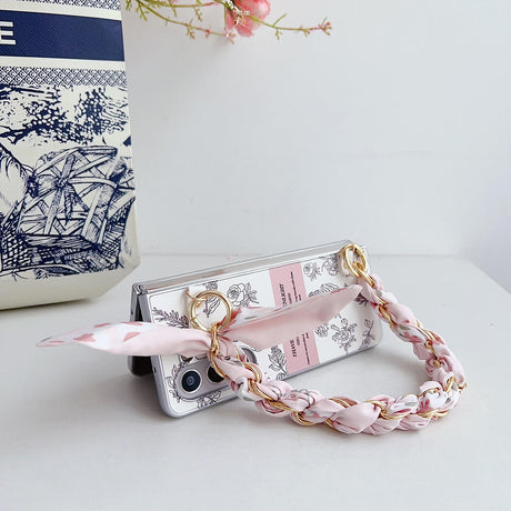 For Samsung Galaxy Z Fold4 5G Pearlescent Paint Pc Case With Diy Scarf Bracelet - Fold 4