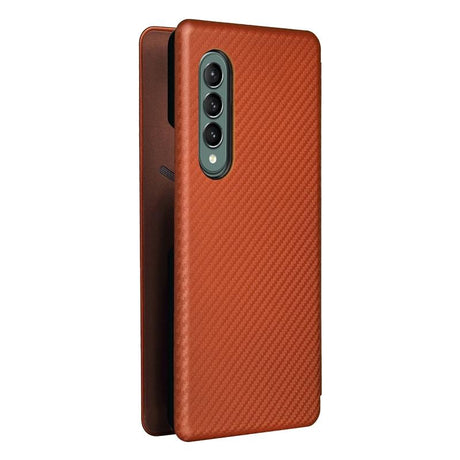 For Samsung Galaxy Z Fold4 5G Carbon Fiber Flip Leather Case - Pink