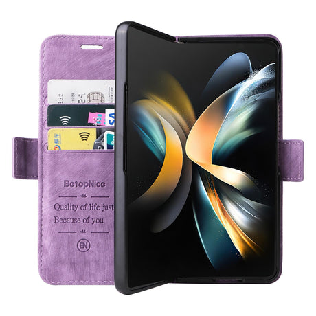 For Samsung Galaxy Z Fold4 5G Leather Dual Buckle Phone Case - Pink