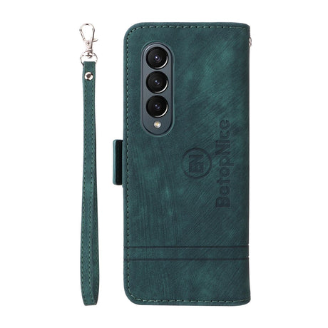 For Samsung Galaxy Z Fold4 5G Leather Dual Buckle Phone Case - Pink
