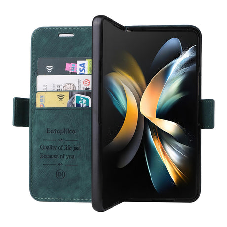 For Samsung Galaxy Z Fold4 5G Leather Dual Buckle Phone Case - Pink