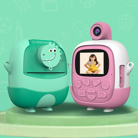 720P Hd Reversible Mini Digital Camera For Children - Cartoon Print