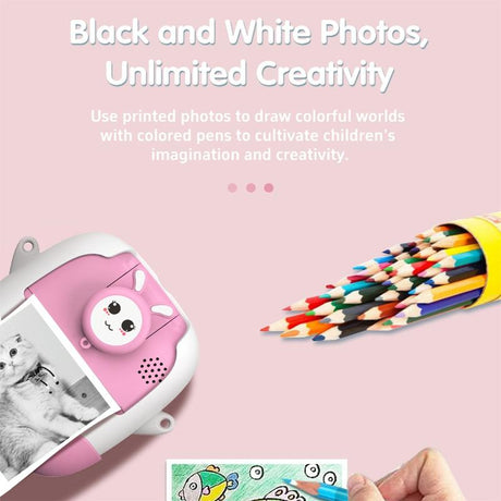 720P Hd Reversible Mini Digital Camera For Children - Cartoon Print