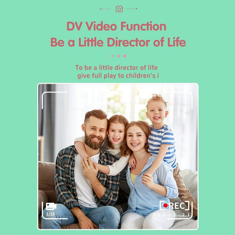 720P Hd Reversible Mini Digital Camera For Children - Cartoon Print