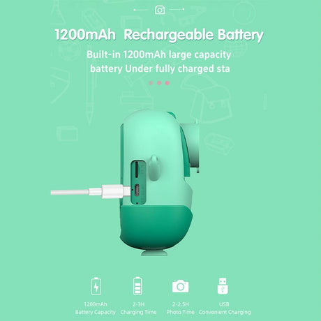 720P Hd Reversible Mini Digital Camera For Children - Cartoon Print