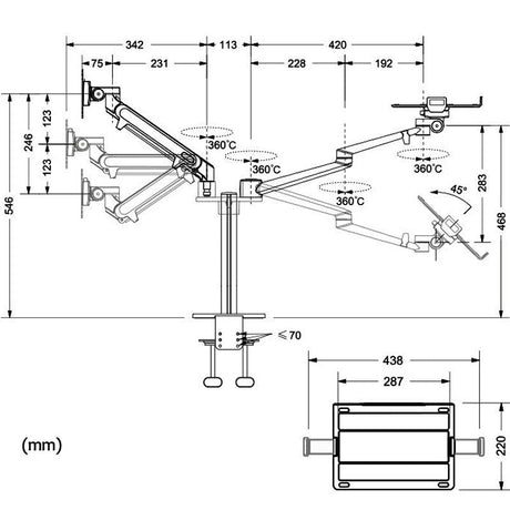 Adjustable Desktop Stand For 17-32 And 12-17 Monitors - Aluminum - Silver