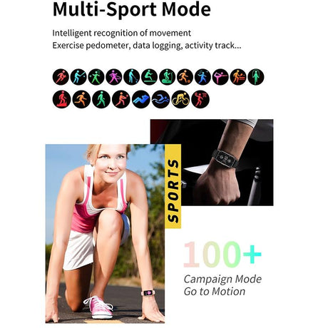 1.47 Inch Waterproof Smart Watch Heart Rate & Blood Pressure Support - Pink