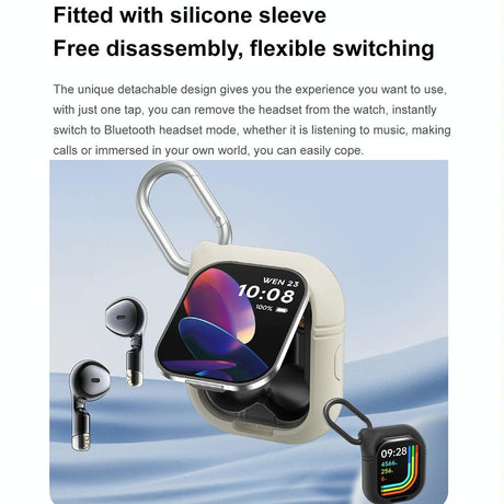 2.01 Inch 2 In 1 Bluetooth Earphone Smart Watch With Nfc & Steel Strap - Space Grey