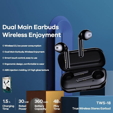True Wireless Stereo Bluetooth 5.0 Earphones - Tws-18 - White