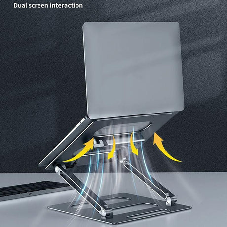 Adjustable Metal Notebook Stand - Gray Desktop Support