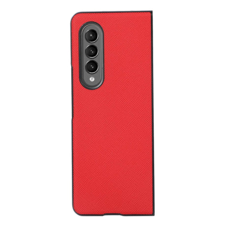 Fold 4 Cross Texture Pu Leather Case - Red