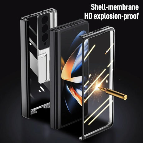 For Samsung Galaxy Z Fold4 5G Samsung Fold 4 Full Body Hinge Case - Electroplated - Gold