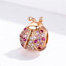 925 Sterling Silver Zircon Ladybug Bracelet / Necklace Set - Rose Gold