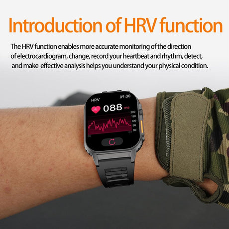 2.01 Inch Waterproof Smart Watch With Bluetooth Call & Health Tracking - Black