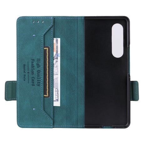 For Samsung Galaxy Z Fold4 5G Leather Flip Case With Magnetic Clasp - Red