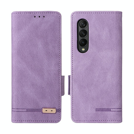 For Samsung Galaxy Z Fold4 5G Leather Flip Case With Magnetic Clasp - Red