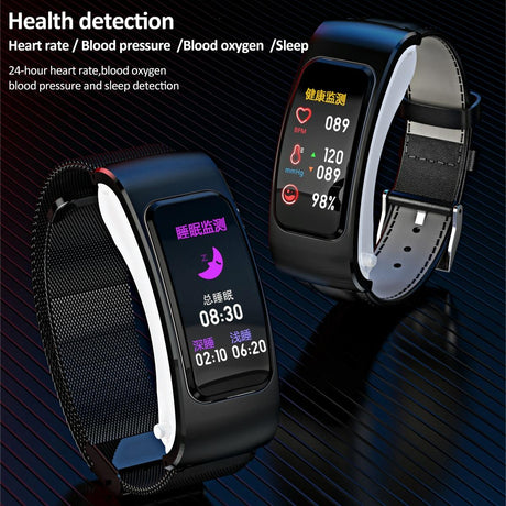 1.08 Inch Steel Band Earphone Detachable Life Waterproof Smart Watch Support Bluetooth Call - Rose Gold