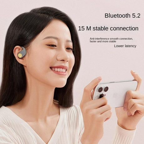 Wireless Bone Conduction Bluetooth Earphones for Sports - Gray