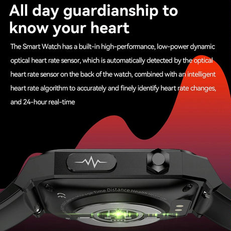 1.91 Inch Waterproof Ecg Smart Watch With Silicone Band Ip68 - Red
