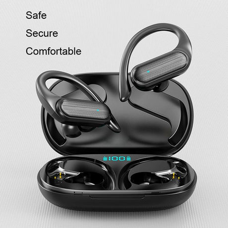 Wireless Noise-cancelling Bluetooth Earbuds with Led Display - Blue